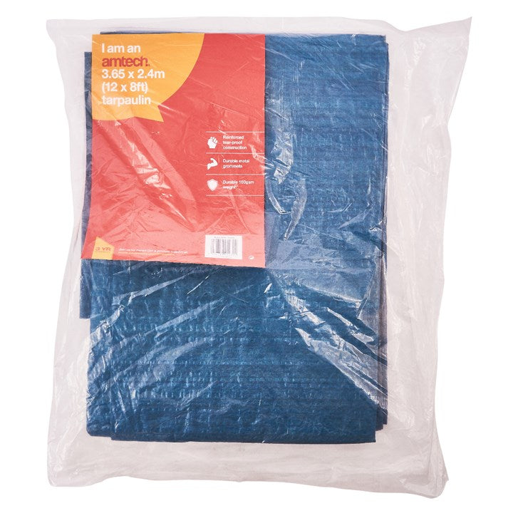 Amtech 365cm (12ft) x 245cm (8ft) Tarpaulin - blue S4800