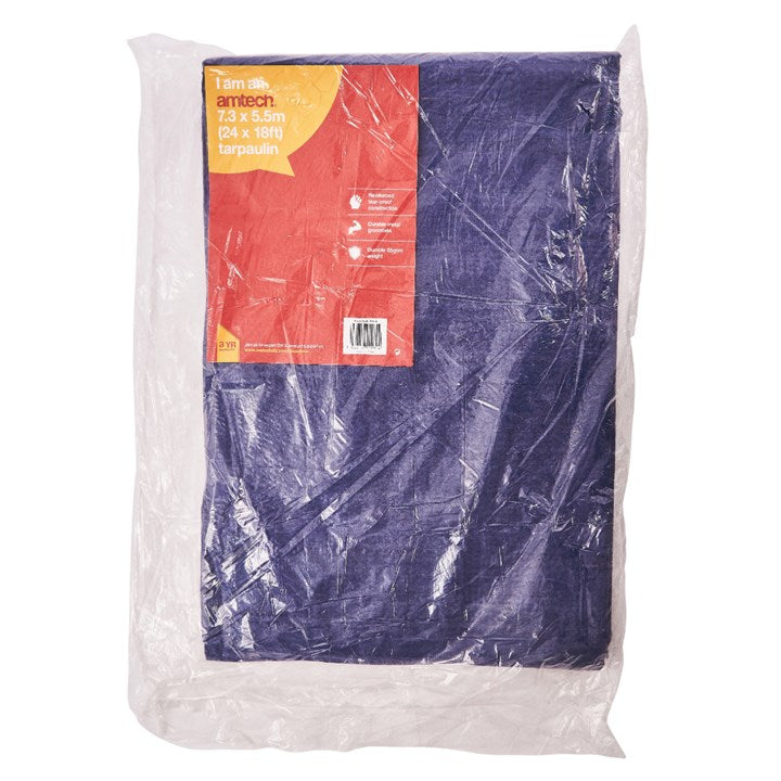 Amtech 730mm (24ft) x 550cm (18ft) Tarpaulin - blue S4900