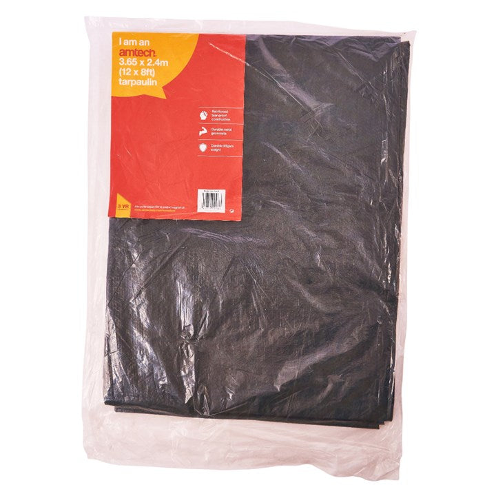 Amtech 365cm (12ft) x 245cm (8ft) Tarpaulin - green S4910