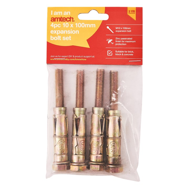 Amtech 4 Piece M10 x 100mm expansion bolts S5940