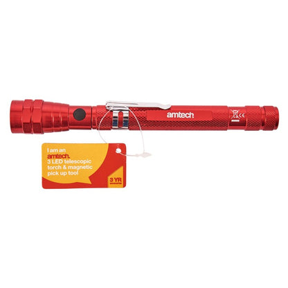 Amtech 3 LED telescopic torch and magnetic pick up tool S8006