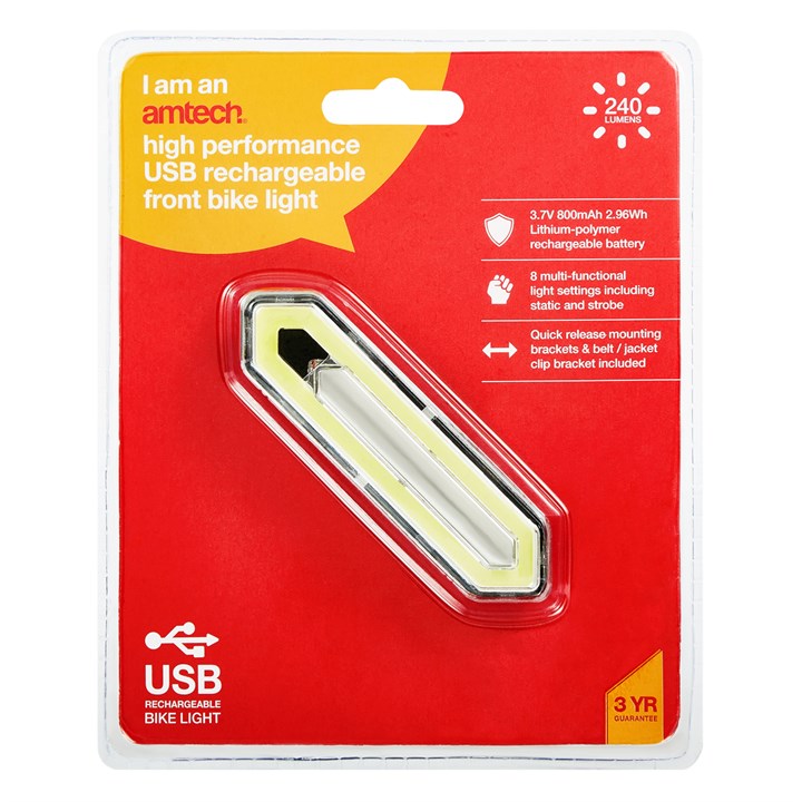 Amtech High performance USB rechargeable front bike light S8186