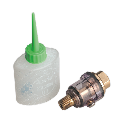 Sealey 1/4"BSP Mini In-Line Air Tool Oiler with Filler SA111