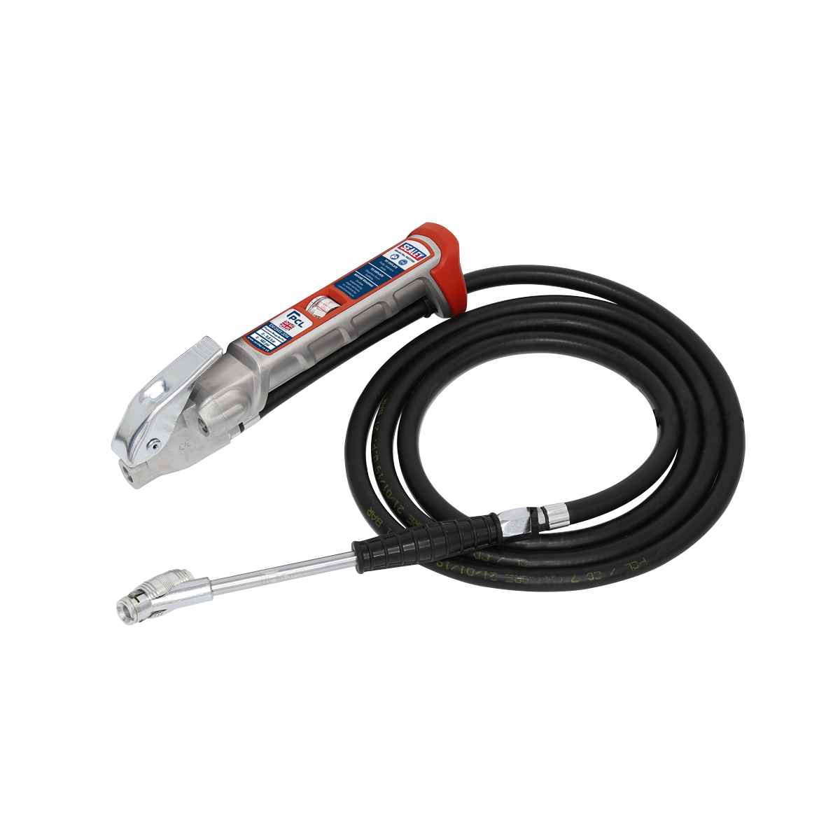 Sealey Tyre Inflator with 2.5m Hose & Twin Clip-On Connector SA37/95