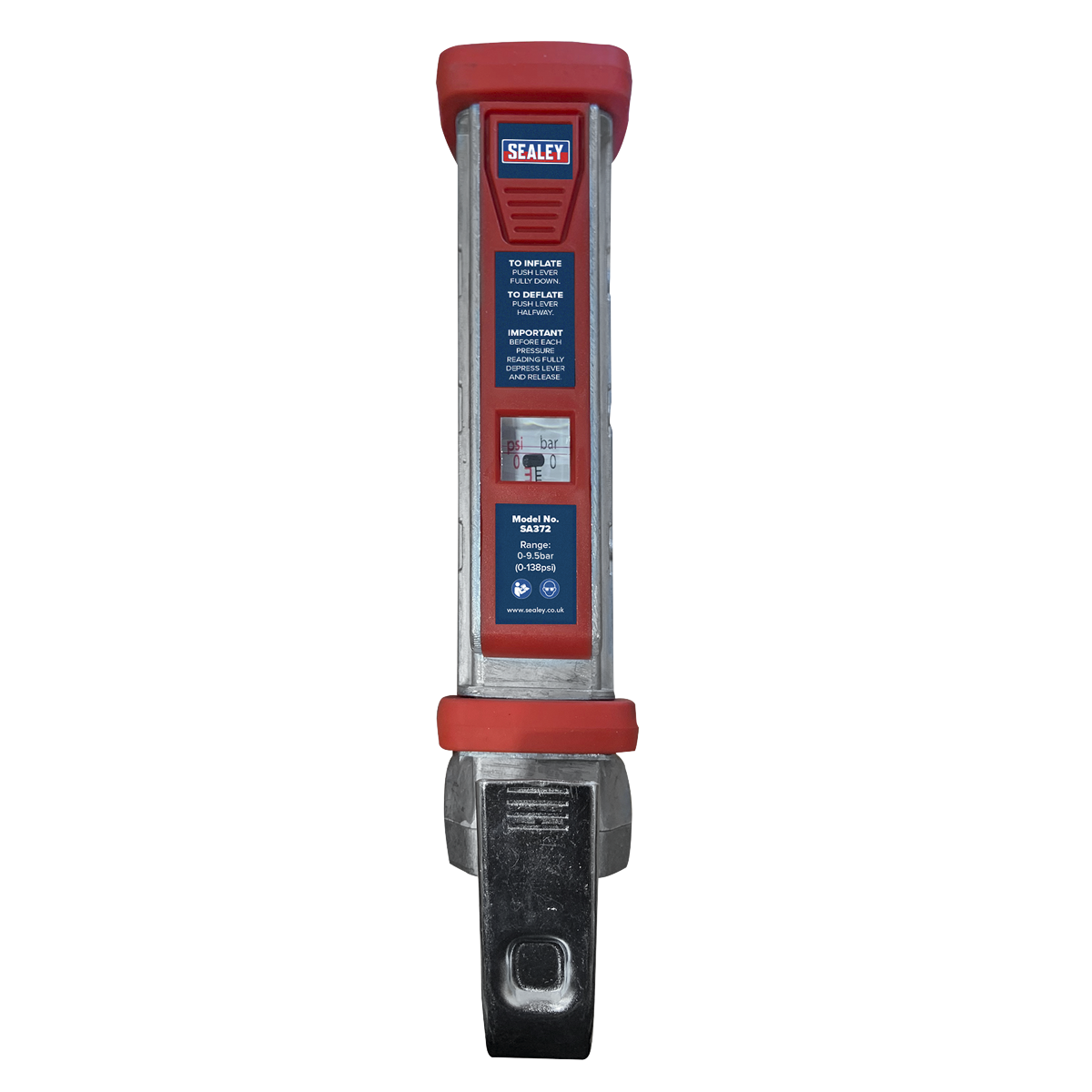 Sealey Tyre Inflator with 2.7m Hose & Clip-On Connector SA372