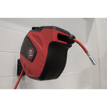 Sealey 15m Auto-Rewind Control Air Hose Reel Ø10mm ID - Rubber Hose SA822
