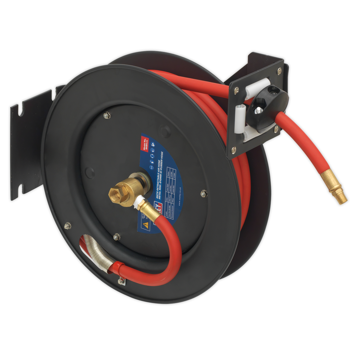 Sealey 8m Retractable Air Hose Metal Reel Ø10mm ID Rubber Hose SA84