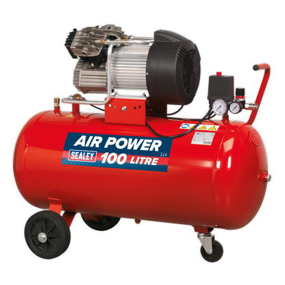 Sealey 100L V-Twin Direct Drive Air Compressor 3hp SAC10030