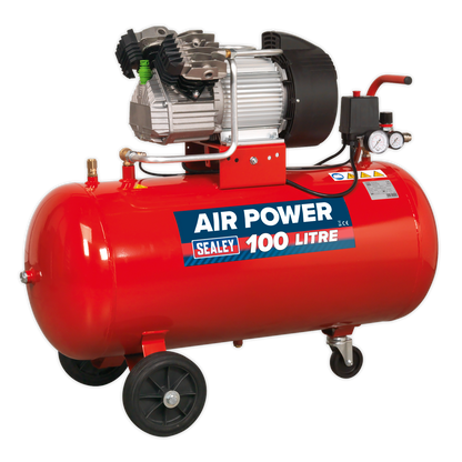 Sealey 100L V-Twin Direct Drive Air Compressor 3hp SAC10030