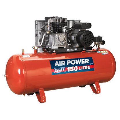Sealey 150L Belt Drive Air Compressor 3hp with Cast Cylinders SAC1153B