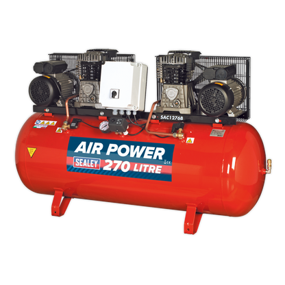 Sealey 270L Belt Drive Air Compressor 2 x 3hp with Cast Cylinders SAC1276B