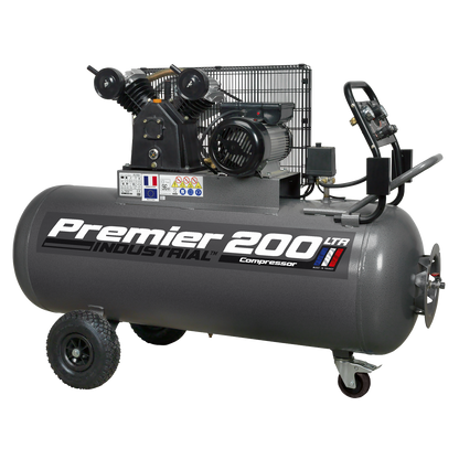 Sealey 200L Belt Drive Air Compressor 3hp with Front Control Panel SAC3203B