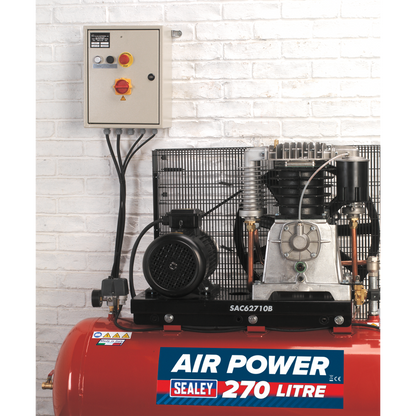 Sealey 270L Belt Drive Air Compressor 10hp 3ph 2-Stage with Cast Cylinders SAC62710B