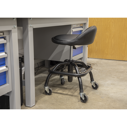 Sealey Pneumatic Creeper Stool with Adjustable Height Swivel Seat & Back Rest SCR02B