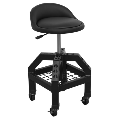 Sealey Pneumatic Creeper Stool with Adjustable Height Swivel Seat & Back Rest SCR03B