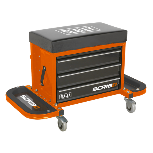 Sealey Mechanic's Utility Seat & Toolbox - Orange SCR18O
