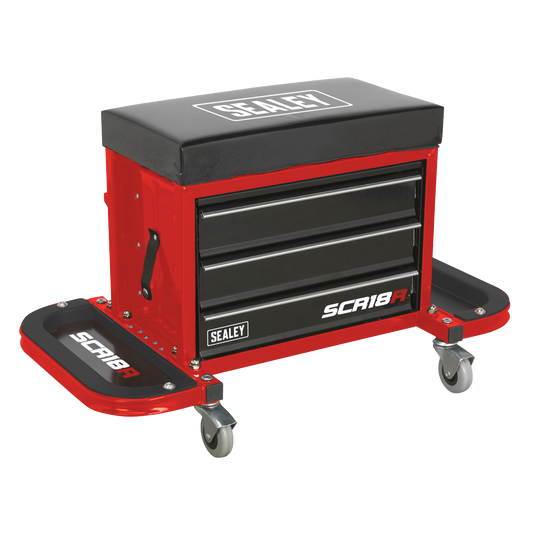 Sealey Mechanic's Utility Seat & Toolbox - Red SCR18R