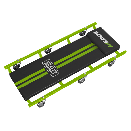 Sealey American-Style Creeper 36" with Steel Frame & 6 Wheels - Hi-Vis Green SCR75HV