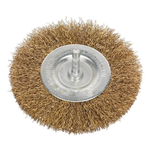 Sealey Ø100mm Flat Wire Brush with 6mm Shaft SFB100