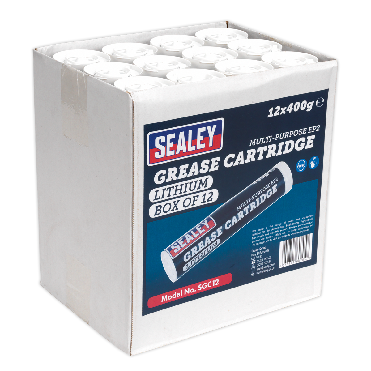 Sealey 400g EP2 Lithium Grease Cartridge - Pack of 12 SGC12