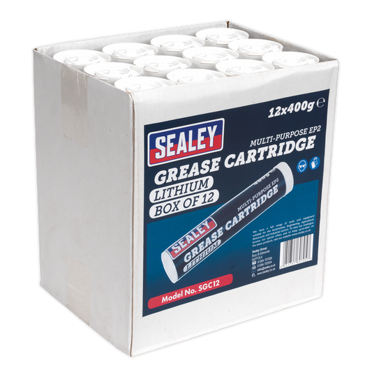 Sealey 400g EP2 Lithium Grease Cartridge - Pack of 12 SGC12