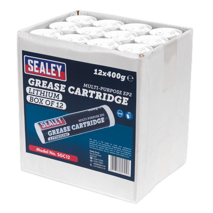 Sealey 400g EP2 Lithium Grease Cartridge - Pack of 12 SGC12