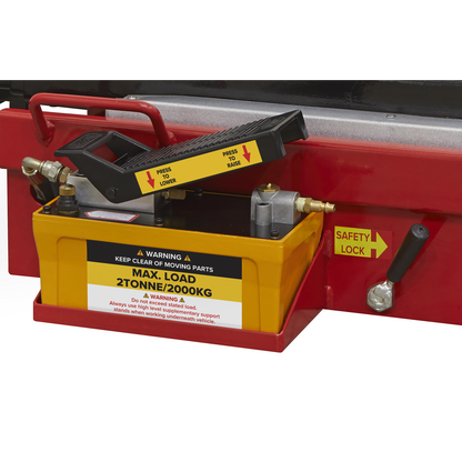 Sealey 2tonne Air Jacking Beam with 1.6m Extending Arms & Flat Roller Supports SJBEX200A