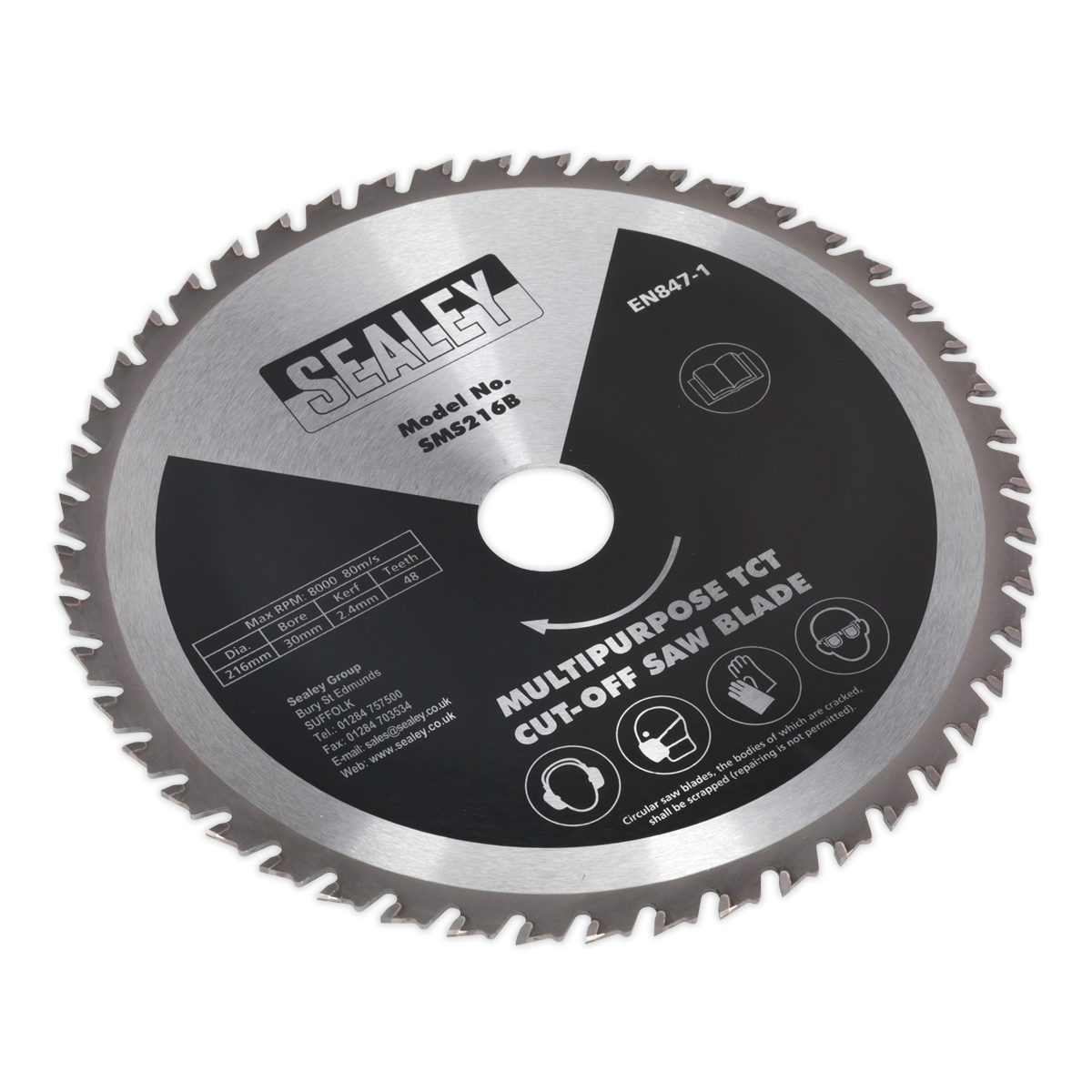 Sealey 48tpu Multipurpose Cut-Off Saw Blade Ø216 x 2.4mm/Ø30mm SMS216B