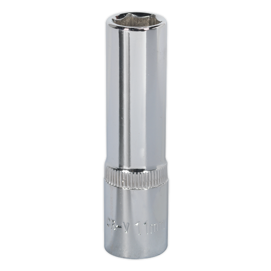 Sealey 11mm Deep 3/8"Sq Drive Fully Polished WallDrive® Socket SP3811D
