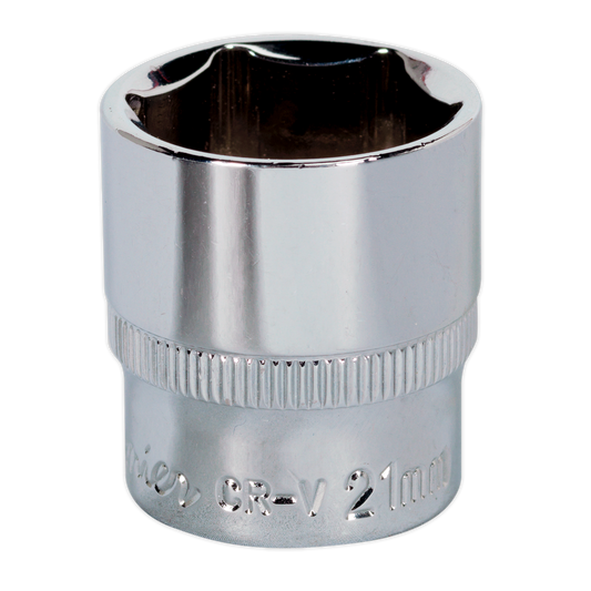 Sealey WallDrive® Socket 21mm 3/8"Sq Drive Fully Polished SP3821