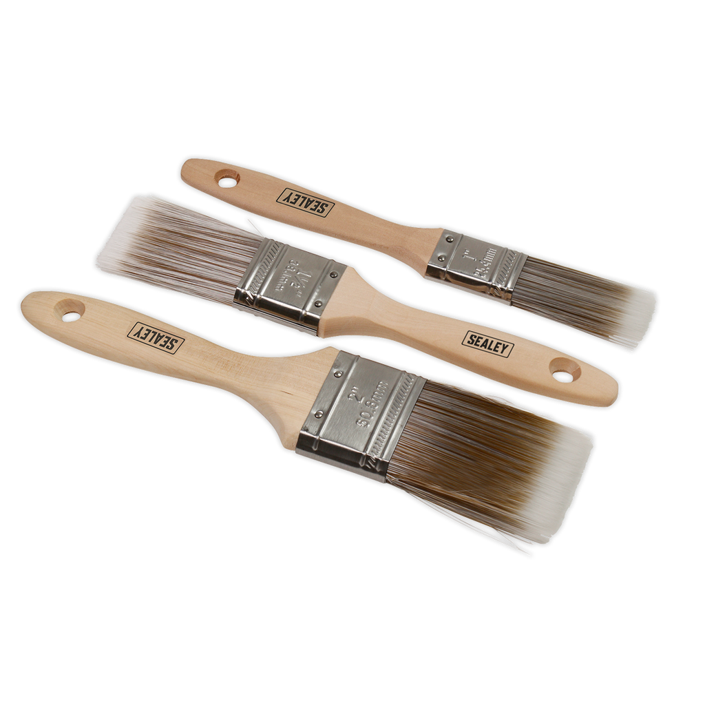 Sealey 3pc Wooden Handle Paint Brush Set SPBS3W