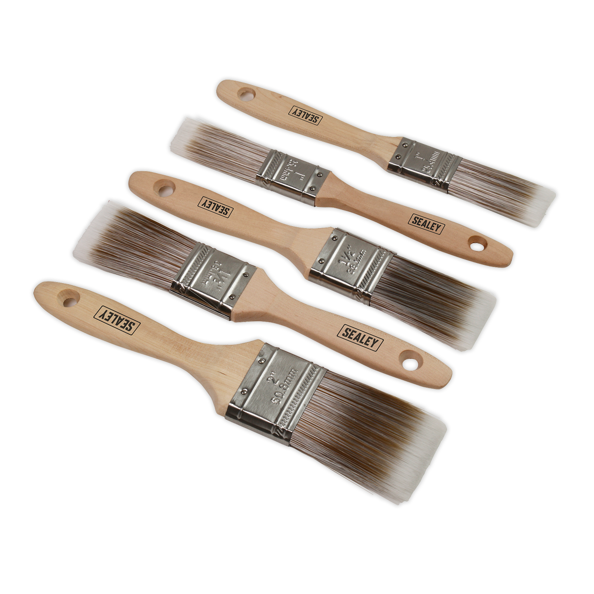 Sealey 5pc Wooden Handle Paint Brush Set SPBS5W