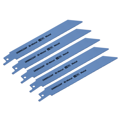 Sealey 150mm 24tpi Reciprocating Saw Blade Metal - Pack of 5 SRBR622AF