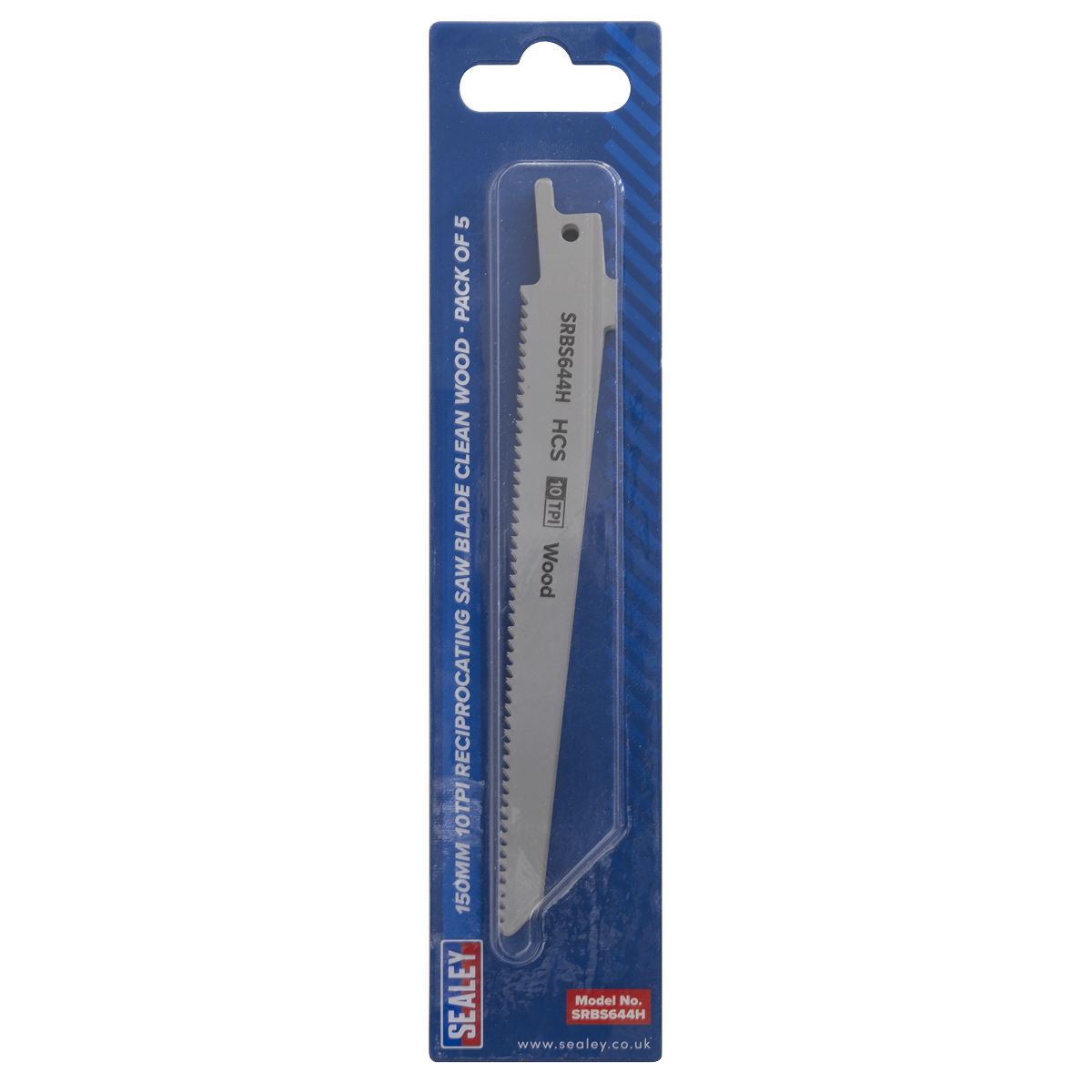 Sealey 150mm 10tpi Reciprocating Saw Blade Clean Wood - Pack of 5 SRBS644H