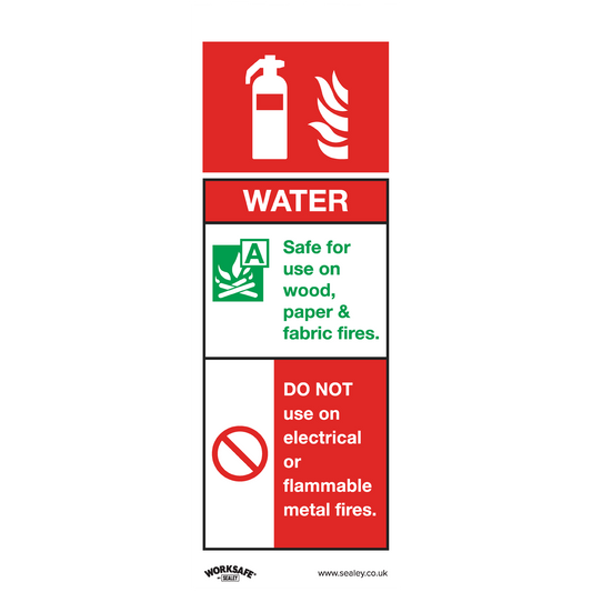 Sealey Water Fire Extinguisher - Safe Conditions Safety Sign - Self-Adhesive Vinyl SS27V1