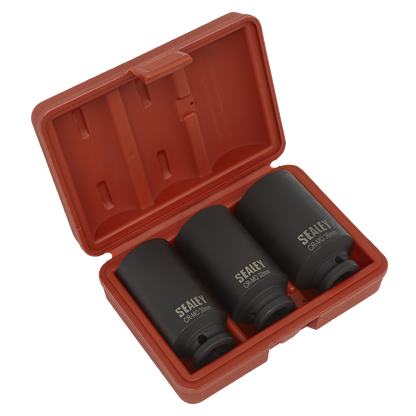 Sealey 3pc 1/2"Sq Drive 12-point Impact Hub Nut Socket Set SX051