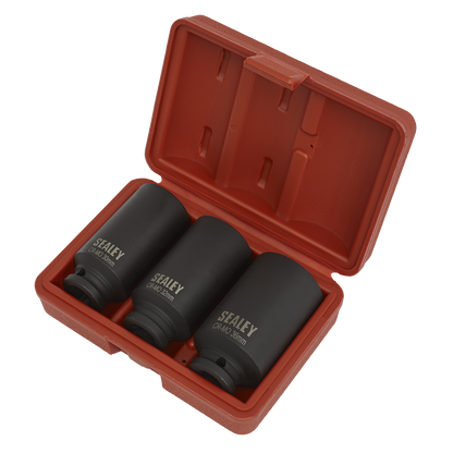 Sealey 3pc 1/2"Sq Drive 12-point Impact Hub Nut Socket Set SX051