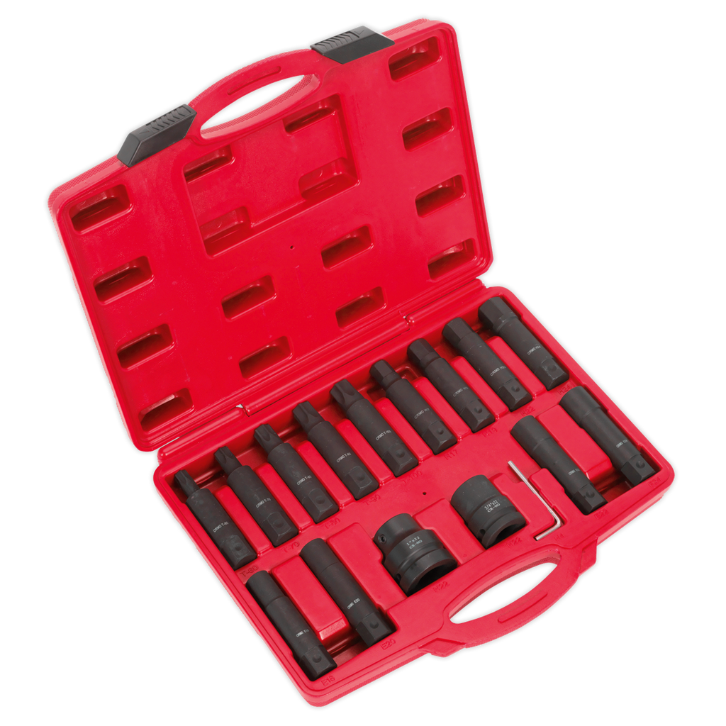 Sealey 16pc 3/4" & 1"Sq Drive Impact Hex, TRX-Star* & TRX-Star* Female Socket Bit Set SX098