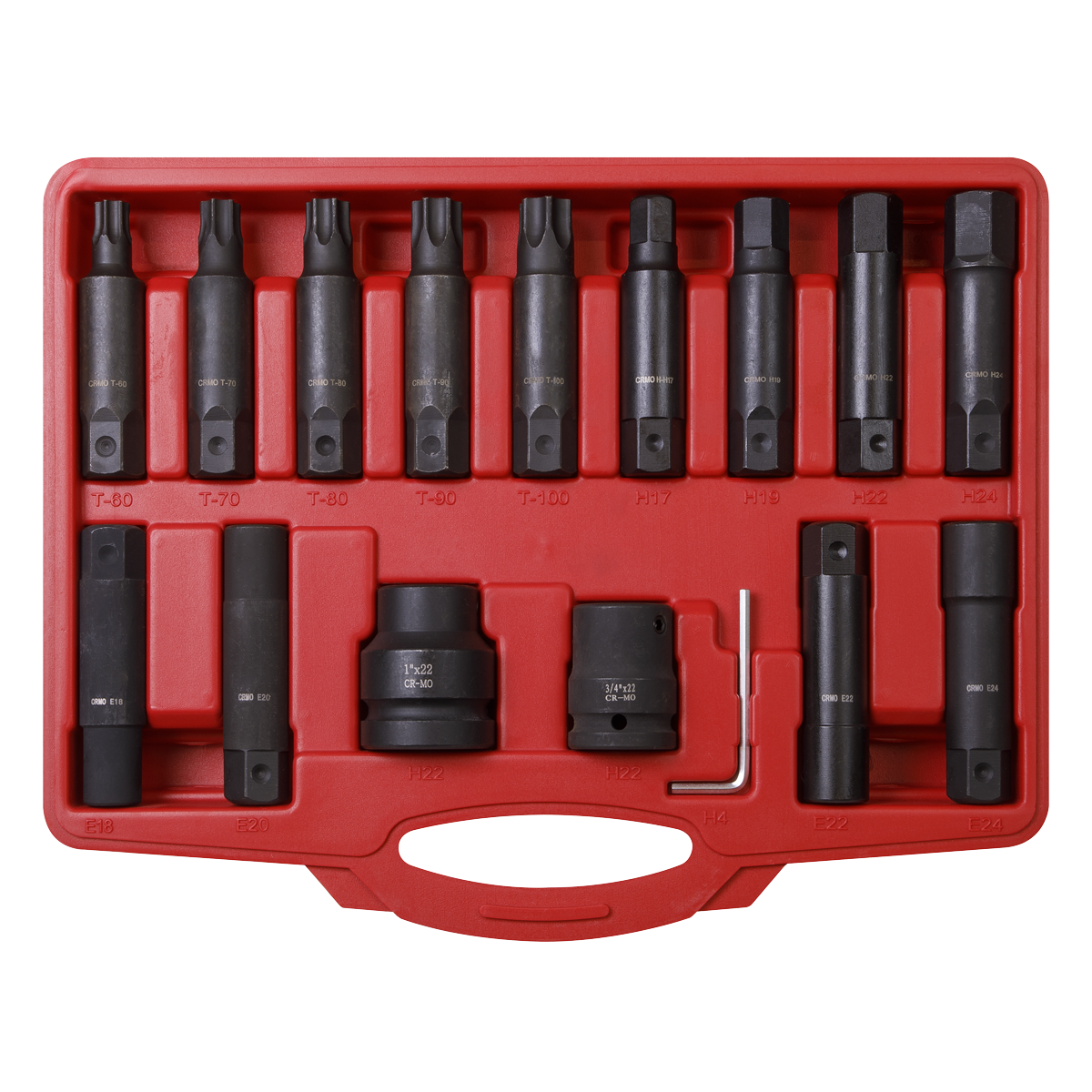 Sealey 16pc 3/4" & 1"Sq Drive Impact Hex, TRX-Star* & TRX-Star* Female Socket Bit Set SX098