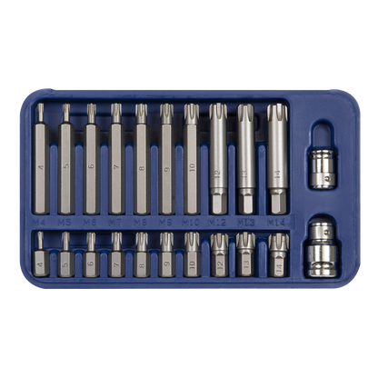 Sealey 22pc 3/8"Sq & 1/2"Sq Drive Ribe Set SX105