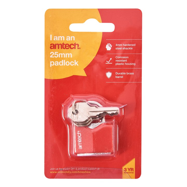 Amtech 25mm Rhombic chrome plated iron padlock T0702