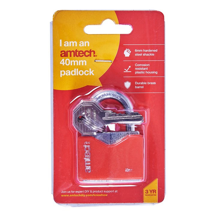 Amtech 40mm Rhombic chrome plated iron padlock T0704