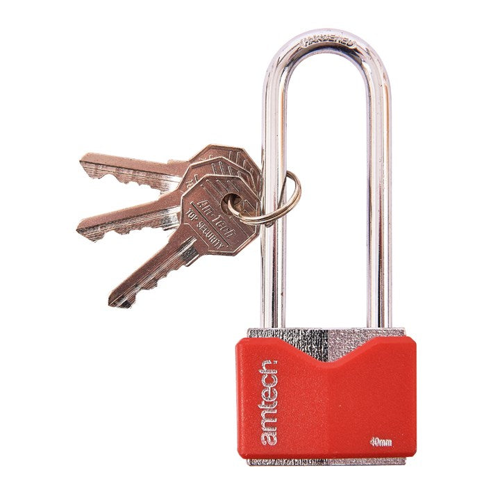Amtech 40mm Long shackle rhombic chrome plated iron padlock T0707
