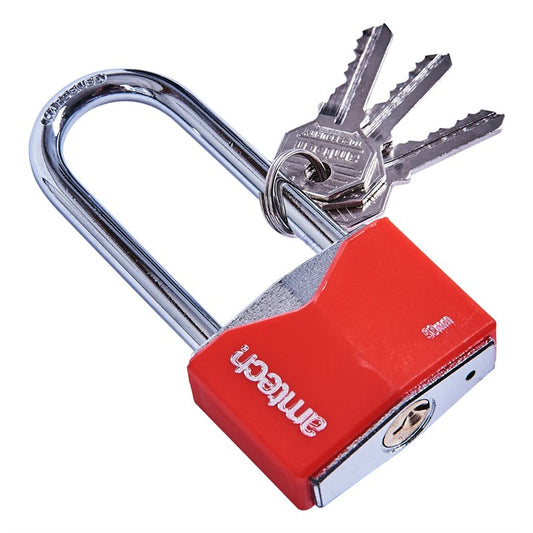 Amtech 50mm Long shackle rhombic chrome plated iron padlock T0708