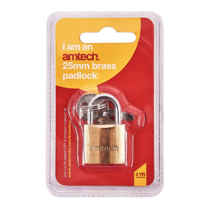 Amtech 25mm brass padlock T0900C