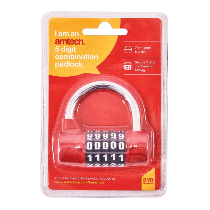 Amtech 5 Digit zinc combination padlock T1144
