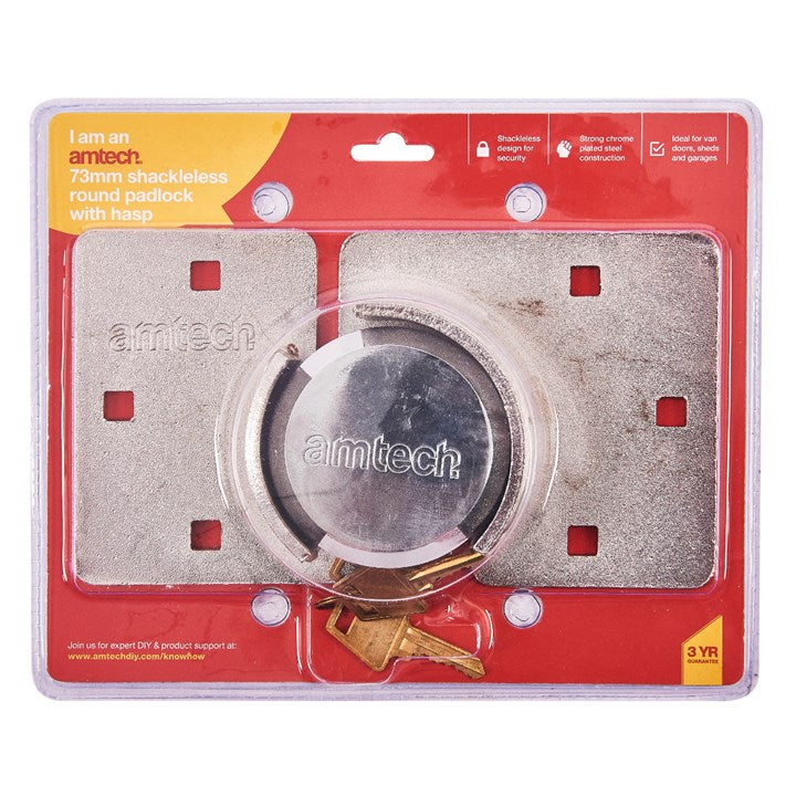 Amtech 73mm Shackleless round padlock with hasp T1640