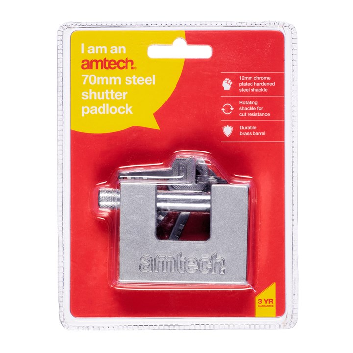 Amtech 70mm Steel shutter padlock T1677