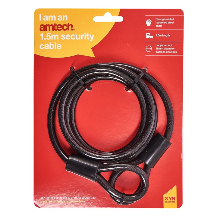 Amtech 150cm (60") x 8mm heavy duty security cable T1690