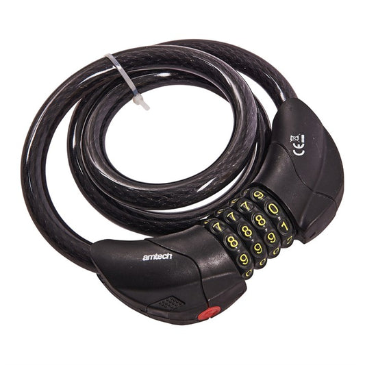 Amtech 900mm (35") x 12mm security cable with built-in LED combination lock T1835